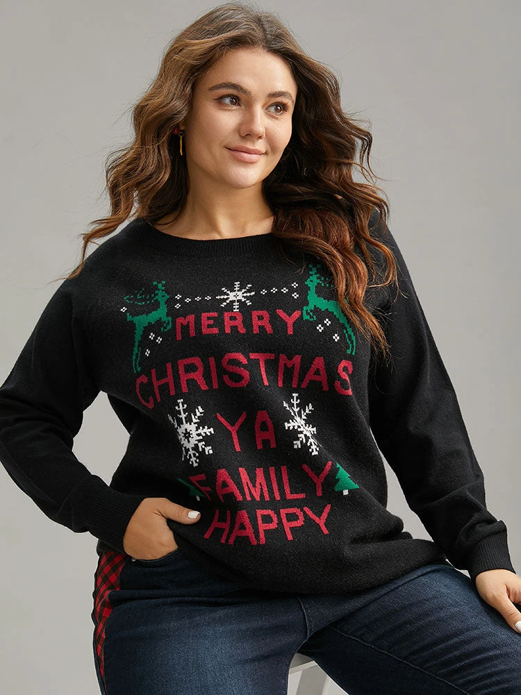 Supersoft Essentials Christmas Elk Letter Crew Neck Pullover 4 Supersoft Essentials Christmas Elk Letter Crew Neck Pullover - Image 2
