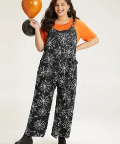 Halloween Spider Web Print Pocket Overall Cami Jumpsuit -Clothing Shop 580297343 wd 58c6872f 48a4 4687 9f19 8e8968bbdc48
