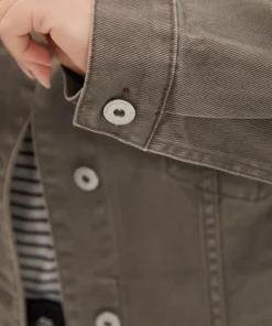 Solid Denim Button Fly Flap Pocket Light Wash Jacket -Clothing Shop 581010608 mp