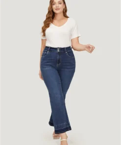 Flare Leg Very Stretchy Dark Wash Contrast Patchwork Jeans -Clothing Shop 581062087 qh d3125a9a 2923 45b1 853a ee12fe955a82