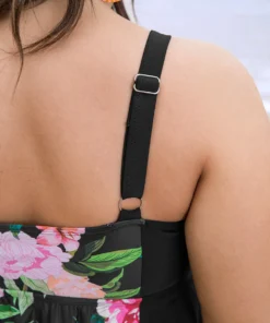 Floral Patchwork Ruffle Knotted Swim Dress -Clothing Shop 582019949 bu