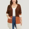 Supersoft Essentials Colorblock Contrast Pocket Open Front Cardigan -Clothing Shop 582314701 wr