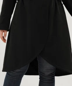 Solid Lapel Collar Pocket Belted Open Front Coat -Clothing Shop 582813021 hh