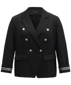 Suit Collar Metal Detail Patchwork Blazer -Clothing Shop 583938469 em