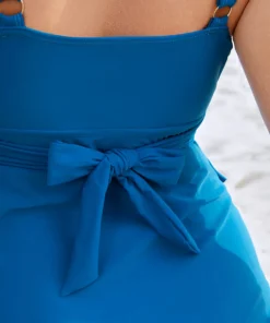 Lightly Lined Bow Asymmetrical Ruffle One Piece Swimsuit -Clothing Shop 584084185 kz