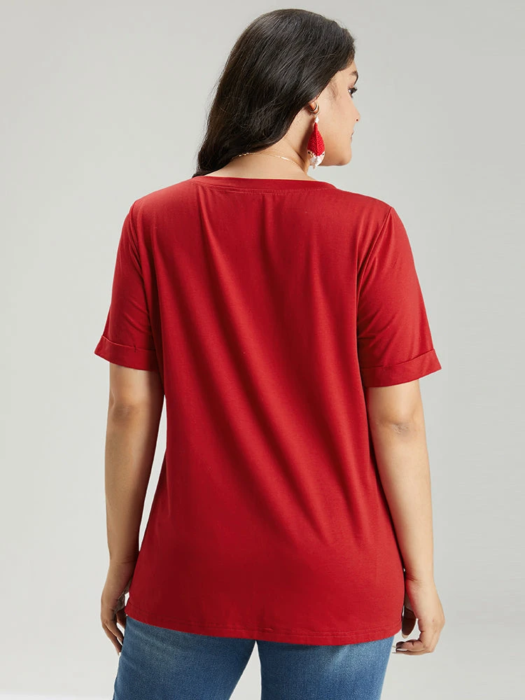 Christmas Print Round Neck T-shirt 5 Christmas Print Round Neck T-shirt - Image 3