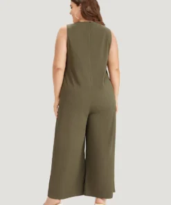 Plain Knot Neck Pocket Plicated Detail Tank Jumpsuit 15 Plain Knot Neck Pocket Plicated Detail Tank Jumpsuit -Clothing Shop 584309290 nq