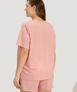 Letter Print Crew Neck Sleep Top -Clothing Shop 584683339 fn