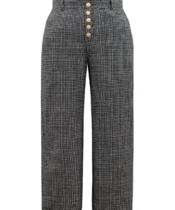 Gingham Textured Metal Detail Wide Leg Pants 13 Gingham Textured Metal Detail Wide Leg Pants -Clothing Shop 585154999 ce