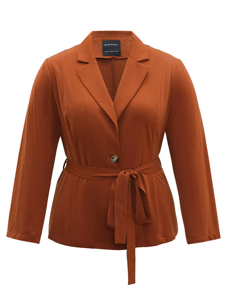 Solid Belted Suit Collar Blazer 11 Solid Belted Suit Collar Blazer - Image 9