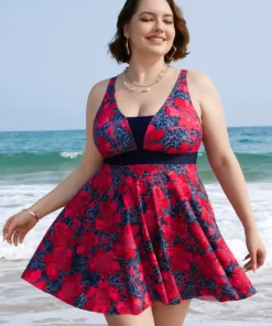 Tropical Printed Patchwork Ruffle Swim Dress -Clothing Shop 588247348 gd 5c50b8d4 6c5e 4ab4 ad3d 1828f66e307e