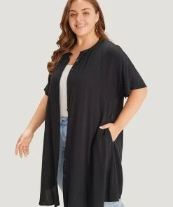 Supersoft Essentials Plain Button Through Dolman Sleeve Ruffle Hem Kimono -Clothing Shop 58849978 gu 7d9c320b aac7 426b b7b5 2e215eddff70