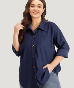 Plain Shirt Collar Button Through Pocket Waffle Knit Coat -Clothing Shop 589536917 uc 6fa278d8 83a7 4e56 b51d e591aa966d11