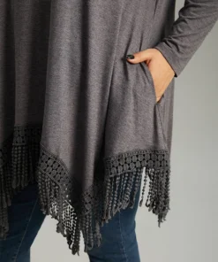 Solid Tassels Trim Pocket Asymmetrical Hem T-shirt 22 Solid Tassels Trim Pocket Asymmetrical Hem T-shirt -Clothing Shop 589573752 vt c557ea6f 7a2b 40e6 8a1b 0e1b0478885f