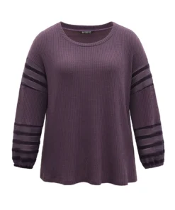 Plain Texture Patchwork Hollow Out T-shirt -Clothing Shop 589736200 lr 362ab7b3 70e2 4a90 828c fe0bc0648286