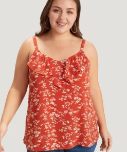 Ditsy Floral Ruffle Trim Cami Top -Clothing Shop 590373713 ce