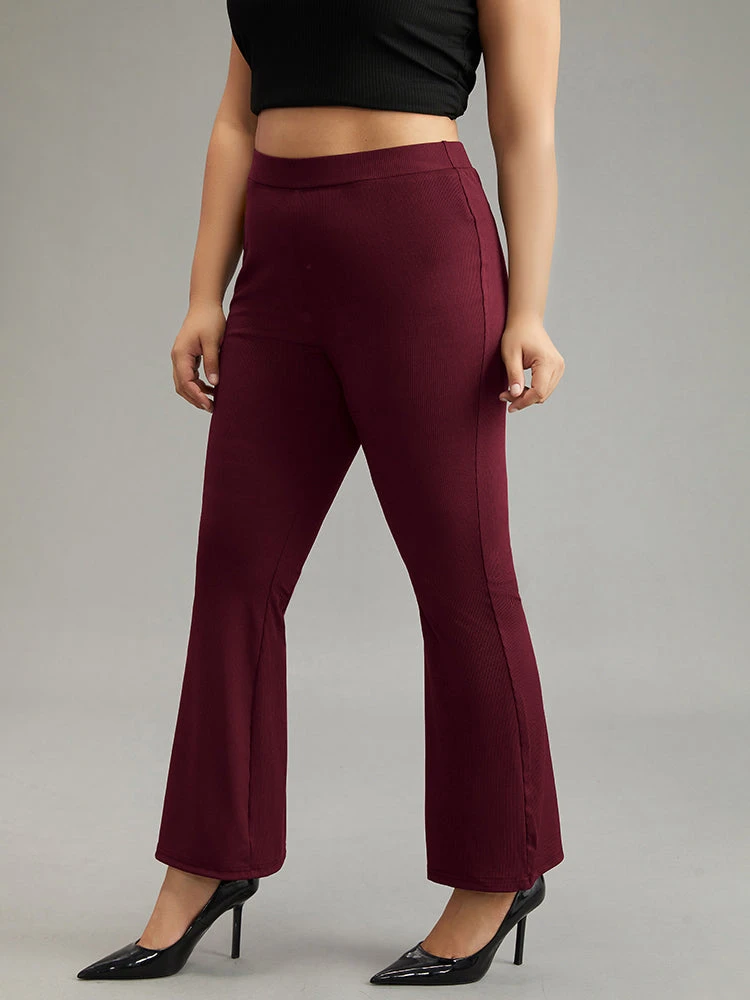 Plain Rib Knit Flare Leg Legging 18 Plain Rib Knit Flare Leg Legging - Image 16