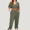 Plain Pocket Wrap Cut Out Knotted Hem Jumpsuit -Clothing Shop 591487960 bk 27c1fa7a f71a 4b8b bc98 7275f6c96657