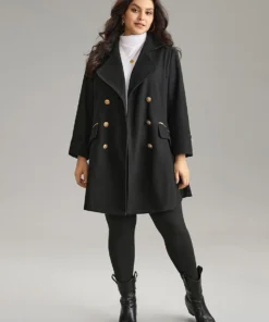 Lapel Collar Zipper Double Breasted Coat -Clothing Shop 592613773 zh