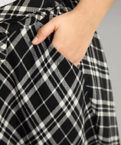 Plaid Elastic Waist Knot Ties Skirt -Clothing Shop 592899083 jg