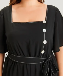 Contrast Stitch Pocket Button Detail Belted Zipper Jumpsuit 16 Contrast Stitch Pocket Button Detail Belted Zipper Jumpsuit -Clothing Shop 593027311 cb de9f8f9c f7a9 420f b0b4 b43d34098db8