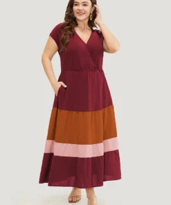 Colorblock Contrast Pocket Wrap Flutter Tiered Tank Dress -Clothing Shop 593354770 qs aed5cfd2 c97e 4eaa 987c c454b665968f