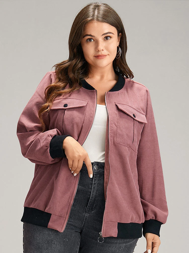 Patchwork Contrast Pocket Zipper Button Detail Jacket 3 Patchwork Contrast Pocket Zipper Button Detail Jacket