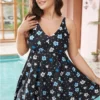 Floral & Polka Dot V Neck Split Front Swim Dress -Clothing Shop 593654738 hh 1648a0c5 09ff 43ee a1f7 6105e63d2d57