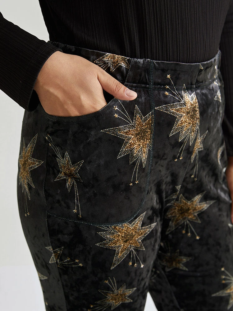 Star Elastic Waist Velvet High Rise Bootcut Pants 6 Star Elastic Waist Velvet High Rise Bootcut Pants - Image 4
