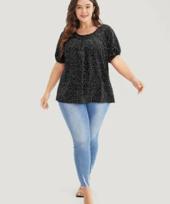 Polka Dot Pleated Round Neck Puff Sleeve Blouse 31 Polka Dot Pleated Round Neck Puff Sleeve Blouse -Clothing Shop 595469847 da b33701b3 d103 4238 91d6 6c1b26f022d4