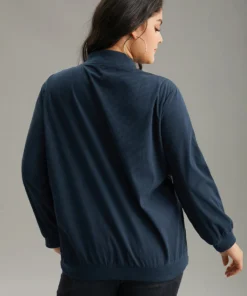 Corduroy Geo Embroidered Zipper Fly Jacket -Clothing Shop 595537327 ju