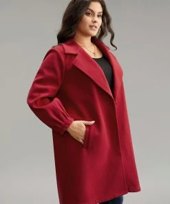 Lapel Collar Pocket Button Up Coat -Clothing Shop 595586176 ox