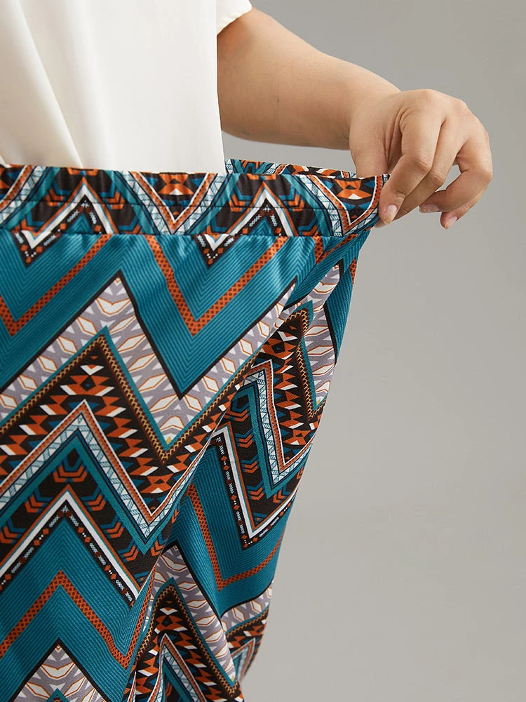 Boho Print Lastic Waist Wide Leg High Rise Pants 6 Boho Print Lastic Waist Wide Leg High Rise Pants - Image 4