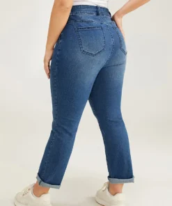 Very Stretchy High Rise Medium Wash Roll Hem Jeans 18 Very Stretchy High Rise Medium Wash Roll Hem Jeans -Clothing Shop 597327964 hn