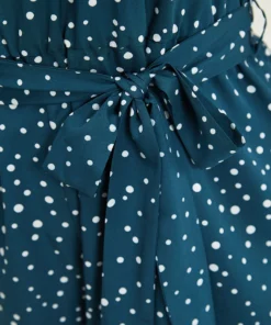 Polka Dot V Neck Pocket Sleeveless Belted Romper -Clothing Shop 597354137 le