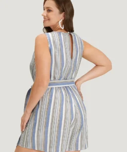 Striped Pocket Cut Out Knot Sleeveless Jumpsuit 13 Striped Pocket Cut Out Knot Sleeveless Jumpsuit -Clothing Shop 597546418 xt