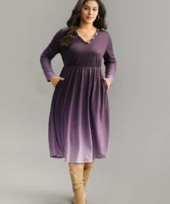 Tie Dye Button Detail Pocket Elastic Waist Dress -Clothing Shop 597641968 dm