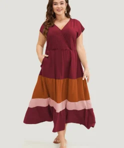 Colorblock Contrast Pocket Wrap Flutter Tiered Tank Dress -Clothing Shop 597725992 mf 07929d03 cac4 426c 858b 094d95459e07