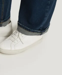 Plain Roll Hem Medium Wash Full Length Jeans -Clothing Shop 597888657 xz