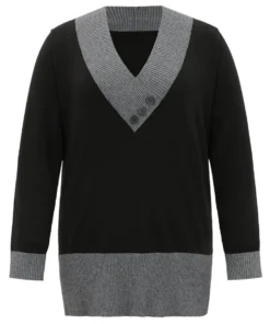 Supersoft Essentials Contrast Deep V Neck Button Detail Pullover 31 Supersoft Essentials Contrast Deep V Neck Button Detail Pullover -Clothing Shop 598271207 tw