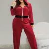 Christmas Velvet Belted Fluffy Ball Hooded Sleep Jumpsuit -Clothing Shop 598713401 vm