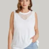 Solid Sleeveless Lace Insert Tank Top -Clothing Shop 598916746 ot b9d69276 5f0a 4d52 9478 ea2193898e8a
