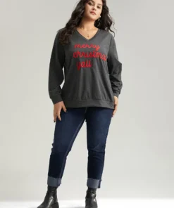 Christmas Letter V Neck Sweatshirt -Clothing Shop 599041374 id