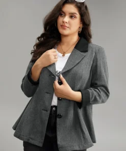 Anti-Wrinkle Patchwork Contrast Button Up Blazer