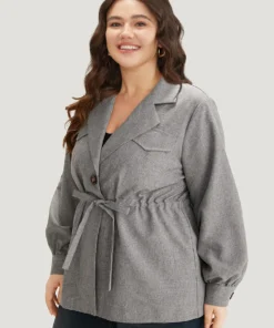 Anti-Wrinkle Plain Pocket Drawstring Button Up Suit Collar Coat -Clothing Shop 599194398 pn 0808af69 78c2 4f74 a541 3d85cac7252b