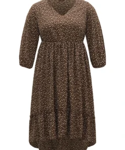 Leopard Lantern Sleeve Ruffles Frill Trim Dress -Clothing Shop 599243915 hy