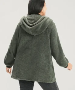 Solid Pocket Open Front Hooded Coat -Clothing Shop 5 2ad1752b 79ed 49fc 8e55 208b60dd99b8