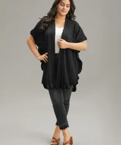 Anti-Pilling Plain Ruffles Split Hem Dolman Sleeve Cardigan -Clothing Shop 5 8b288df0 8ea0 49d4 9cf0 6141baa17dc8