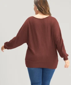 Solid Waffle Knit Wrap Long Sleeve T-shirt -Clothing Shop 5 c8f85d4b c836 45d9 8f64 e1d67c309675