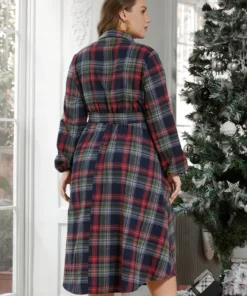 Plaid Button Detail Pocket Belted Arc Hem Dress -Clothing Shop 5 e8add968 3508 4187 9b6c 42260ea0fdce